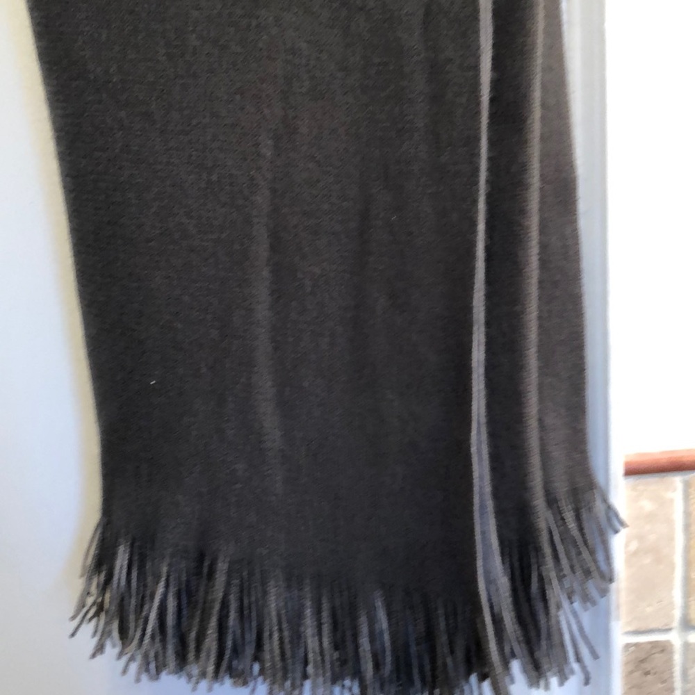 Large fringed two tone gray shawl